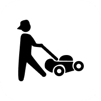 Person mowing lawn icon