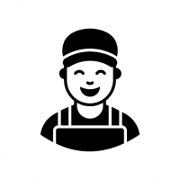 Smiling worker icon in uniform