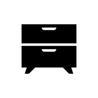 Silhouette of a two-drawer cabinet